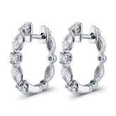 White Gold Marquise Hoop Earrings - Dracakis Jewellers